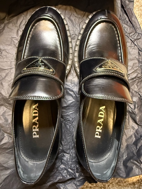 Prada Black Leather Platform Loafers size US7.5 IT37.5 authentic - Picture 16 of 16
